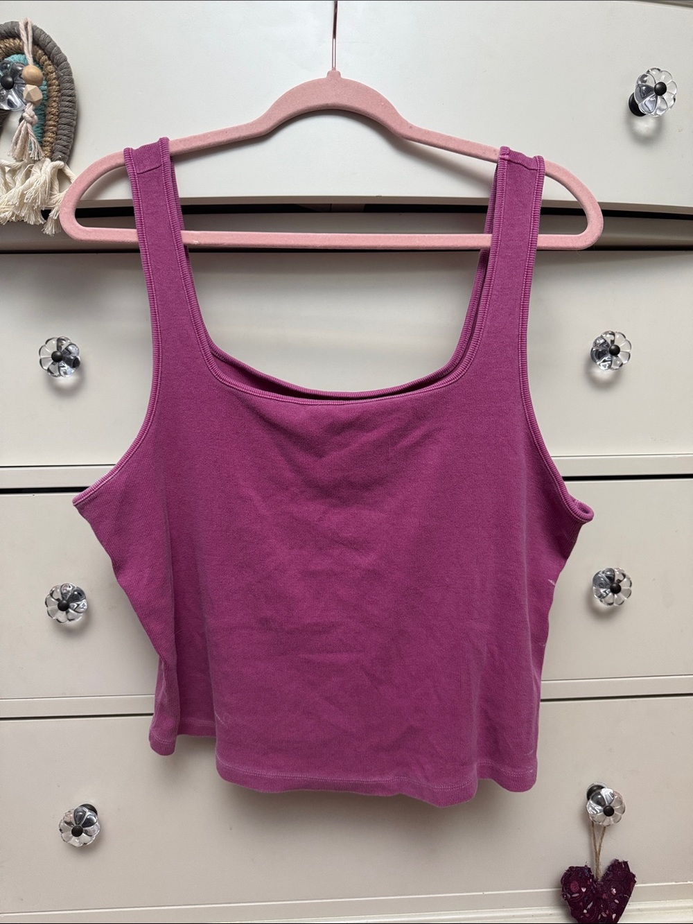 Old Navy Magenta Ribbed Scoop Tank Top